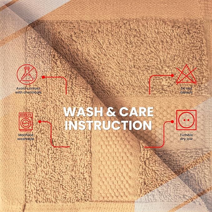 Infinitee Xclusives Luxury Wash Cloths for Showering [13x13] – 100% Cotton Washcloths [Pack of 12], Soft and Absorbent Face Towels for Bathroom Wash Clothes, Gym, and Spa (Cosmic Sand)
