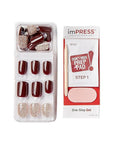 KISS imPRESS No Glue Mani Press On Nails, Design, 'No Other', Red, Short Size, Squoval Shape, Includes 30 Nails, Prep Pad, Instructions Sheet, 1 Manicure Stick, 1 Mini File