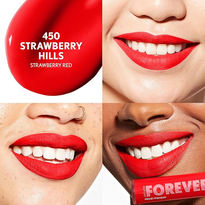 COVERGIRL Outlast Forever Velvet Pigment, 450 Strawberry Hills, Matte Lipstick, Vegan Formula, Easy to Use, Glides on Effortlessly, Long-Lasting, Perfect Color, 0.30oz