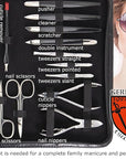 3 Swords Germany - Brand Quality 23 Piece Manicure Pedicure Grooming kit Set for Professional Finger & Toe Nail Care Tweezers File Clipper Fashion Leather case in Gift Box, Made by 3 Swords (0293)