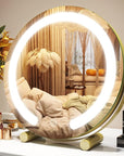 ROLOVE Gold Vanity Mirror, 12 Inch Makeup Mirror with Lights, Large Lighted Vanity Mirror, Light Up Mirror with Smart Touch 3 Colors Dimmable, Tabletop, 360° Rotation