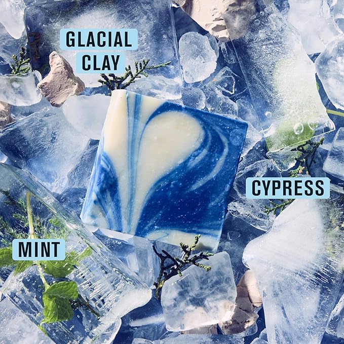 Every Man Jack Cold Plunge Mens Bar Soap - Glacier Bay Scent with notes of Uplifting Mint, Cypress, and Cooling Glacier Clay - Deeply Cleans, Hydrates with Naturally Derived Ingredients - 5oz 2 Pack