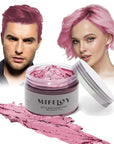 Temporary Pink Hair Color Wax 4.23 oz, Instant Natural Hairstyle Cream Dye, Disposable Coloring Mud for Men Women Youth, Washable Styling Pomades, Party Cosplay DIY Halloween