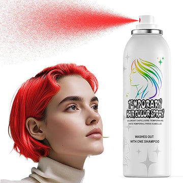 Red Temporary Hair Color Spray - Gentle Formula, Washable & Non-Sticky | Instant Hair Dye Alternative for Adults | Halloween, Costume, Party Makeup, 150ml