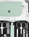 3 Swords Germany - brand quality 8 piece manicure pedicure grooming kit set synthetic leather case mint - Made in Germany