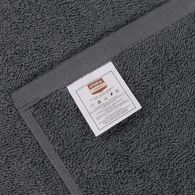 Utopia Towels 12 Pack Cotton Washcloths Set, 100% Ring Spun Cotton, Premium Flannel Face Cloths, Highly Absorbent and Soft Feel Fingertip Towels, Grey, White