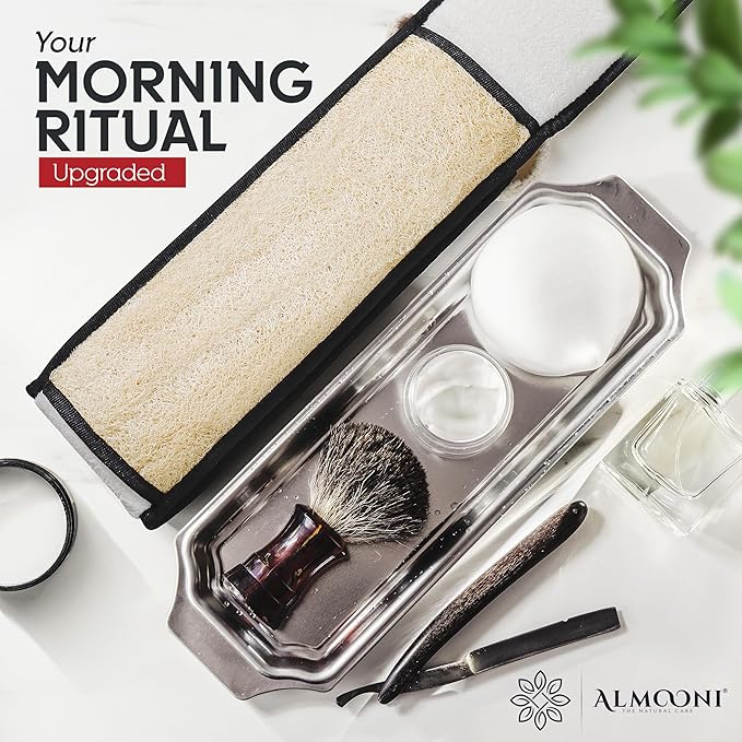 Sturdy Natural Loofah Back Scrubber for Shower for Men, Egyptian Loofah Body Scrubber Exfoliator and Washer for Men to Clean Your Back Deeply Like an Exfoliating Washcloth- 1 Count (1 Pack) - Black