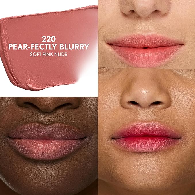 COVERGIRL Clean Fresh Yummy Blur Lipstick, Blurring Effect, Matte Lip Color, Fresh Pear Flavored, Vegan Formula - 220 Pear-fectly (Soft Pink Nude)