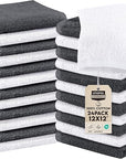 Utopia Towels 24 Pack Cotton Washcloths Set, 100% Ring Spun Cotton, Premium Quality Flannel Face Cloths, Highly Absorbent and Soft Feel Fingertip Towels, Grey, White