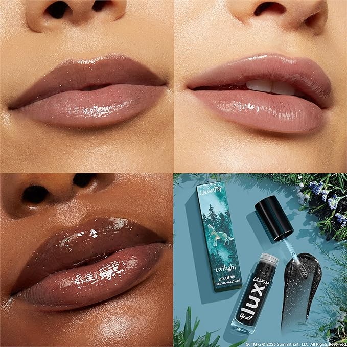 ColourPop x Twilight Lux Lip Oil - Hydrating, Sheer Tinted Lip Oil Formulated with Antioxidant-Rich Chamomile Extract & Calendula Oil - Non-Greasy, Nourishing Black Lip Oil - Team Jacob (0.16 oz)