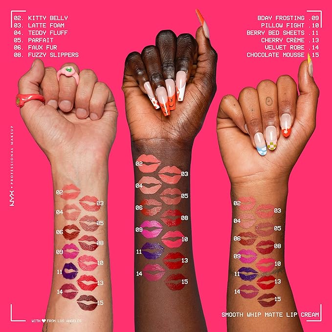 NYX PROFESSIONAL MAKEUP Smooth Whip Matte Lip Cream, Long Lasting, Moisturizing, Vegan Liquid Lipstick - Pillow Fight (Hot Fuschia)