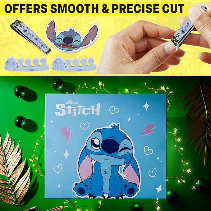 Get Trend Disney Stitch Advent Calendar 2025 Women Teens Makeup Brushes Hair Clips Eye Mask Beauty Pamper Gift Set Christmas Countdown Gifts for Her (Blue Stitch)