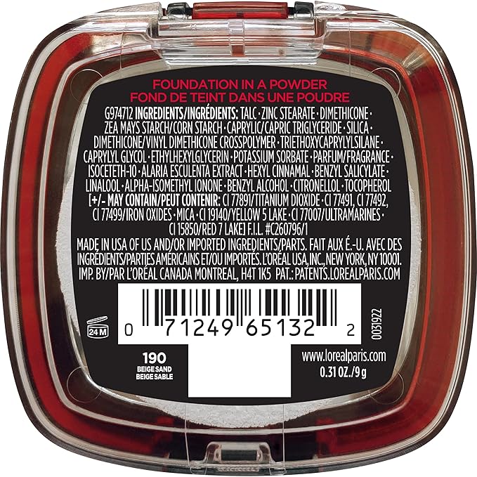 L’Oréal Paris Makeup Infallible Fresh Wear Foundation in a Powder, Up to 24H Wear, Waterproof, Beige Sand, 0.31 oz.