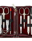 3 Swords Germany – Brand Quality 8 Piece Manicure Pedicure Grooming kit Set for Professional Nail Care with Synthetic Leather case Burgundy - Made in Germany