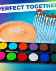 Blue Squid Face Paint Water Based Single Cake Professional Face Paint & Body Paint - Water Activated, Kids Adults Face Painting for Costume, Halloween Makeup, Cosplay - UV Pastel Orange Face Paint 30g
