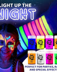 Blue Squid UV Body Paint - Glow in the Dark Body Paint, Neon Face Paint for Glow Party Accessories - Safe, Non-Toxic Black Light Glow Makeup for Adults & Kids, Multicolor 8 x Pots with Mini UV Light