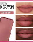 Maybelline Super Stay Ink Crayon Lipstick Makeup, Precision Tip Matte Lip Crayon with Built-in Sharpener, Longwear Up To 8Hrs, Lead The Way, Pink Beige, 1 Count