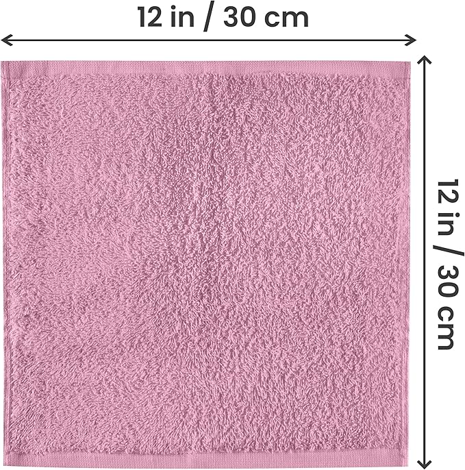 Utopia Towels 24 Pack Cotton Washcloths Set, 100% Ring Spun Cotton, Premium Quality Flannel Face Cloths, Highly Absorbent and Soft Feel Fingertip Towels, Pink