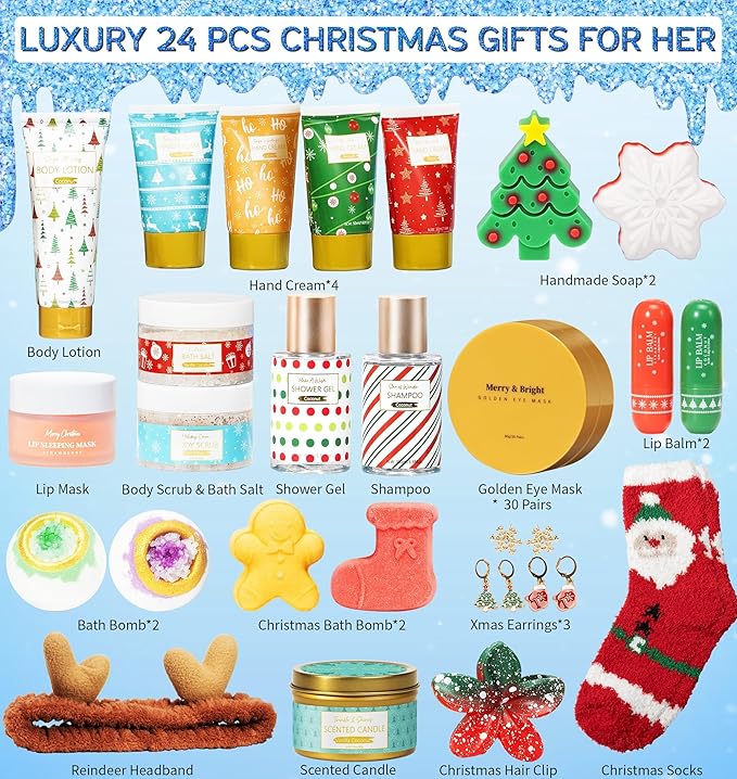 Advent Calendar 2025 Adult Women - 24 Days Beauty Advent Christmas Countdown Calendar for Teen Girls Luxury Self Care Basket Bath Body Spa Gift Set for Women Wife Mom Girlfriend Sister Grandma