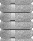 Infinitee Xclusives Gray Hand Towels for Bathroom - Set of 6 (16x28 inches) 600 GSM, 100% Cotton Ultra Soft, Quick Drying, Hotel Quality Hand Towel Set (Charming Grey, Hand Towels)