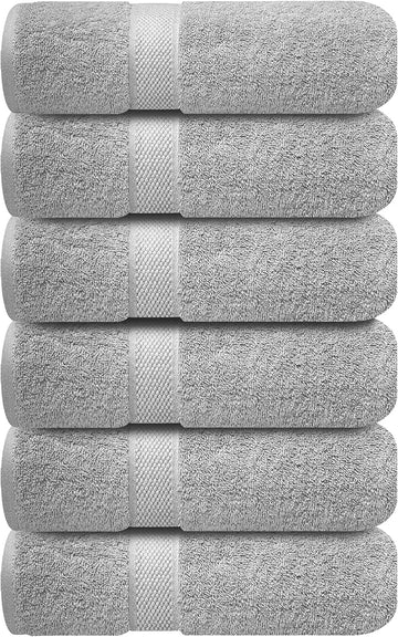 Infinitee Xclusives Gray Hand Towels for Bathroom - Set of 6 (16x28 inches) 600 GSM, 100% Cotton Ultra Soft, Quick Drying, Hotel Quality Hand Towel Set (Charming Grey, Hand Towels)