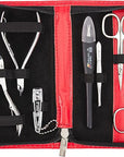 3 Swords Germany - brand quality 10 piece manicure pedicure grooming kit set for professional finger & toe nail care scissors clipper fashion leather case in gift box, Made by 3 Swords (03614) Red