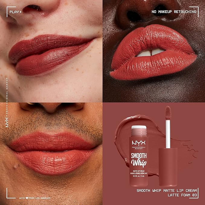 NYX PROFESSIONAL MAKEUP Smooth Whip Matte Lip Cream, Long Lasting, Moisturizing, Vegan Liquid Lipstick - Latte Foam (Pinky Mauve)