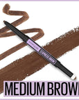 Maybelline Express Brow 2-In-1 Pencil and Powder Eyebrow Makeup, Medium Brown, 1 Count