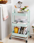 Amazon Basics 3-Tier Metal Rolling Utility or Kitchen Cart - Mint Green