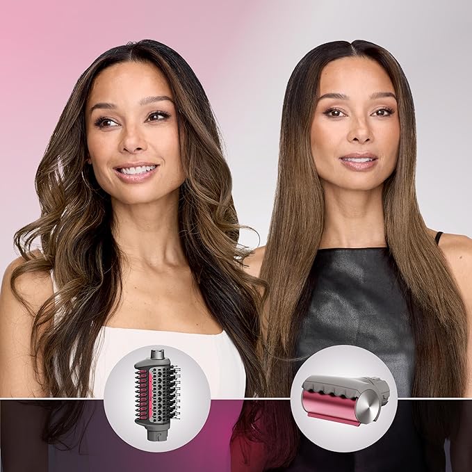 Shark FlexFusion Hair Dryer with Fusion Hair Brush, Ceramic Air Styler with Auto-Wrap Hair Curlers & Concentrator, Ceramic Plates, Metallic Mist HD641