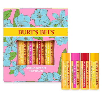 Burt's Bees Gifts Ideas - In Full Bloom Lip Balm Set, Original Beeswax, Dragonfruit Lemon, Tropical Pineapple & Strawberry, Natural Origin Lip Treatment, 4 Tubes, 0.15 oz.