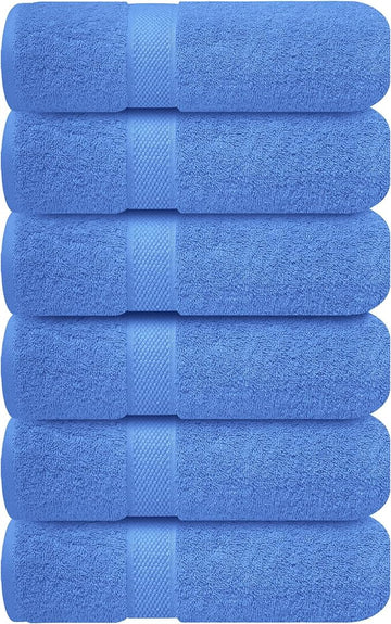 Infinitee Xclusives Blue Hand Towels for Bathroom - Set of 6 (16x28 inches) 600 GSM, 100% Cotton Ultra Soft, Quick Drying, Hotel Quality Hand Towel Set (Eloquent Blue)