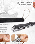 3 Swords Germany - Brand Quality 4 Piece Manicure Pedicure Grooming kit Set for Professional Finger & Toe Nail Care Tweezers File Clipper Fashion Leather case in Gift Box, Made by 3 Swords (02563)