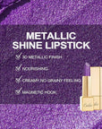 Oulac Purple Lipstick for Women with Metallic 3D Shine, Lightweight Hydrating Formula, High-Impact Lip Color, Vegan Beauty, Full Coverage Lip Makeup, Royal Sash (16)