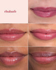 Burt's Bees Shimmer Lip Tint Set, Tinted Lip Balm Stick, Moisturizing for All Day Hydration with Natural Origin Glowy Pigmented Finish & Buildable Color, Rhubarb (4-Pack)