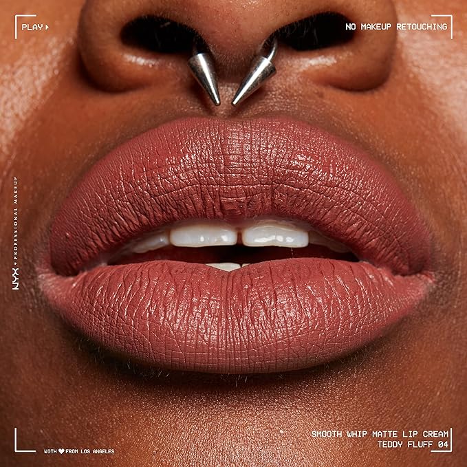 NYX PROFESSIONAL MAKEUP Smooth Whip Matte Lip Cream, Long Lasting, Moisturizing, Vegan Liquid Lipstick - Teddy Fluff (Midtone Pinky Brown)