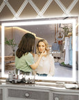 FENNIO Large Vanity Mirror with Lights，40" x 28"Makeup Mirror with Lights，Hollywood Mirror with 3 Color Modes & Adjustable Brightness，Vanity Mirror Square White