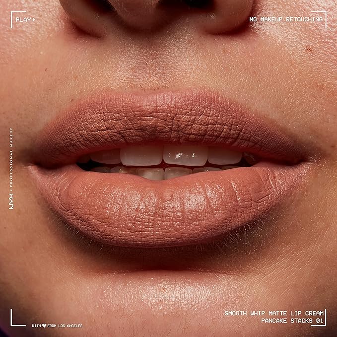 NYX PROFESSIONAL MAKEUP Smooth Whip Matte Lip Cream, Long Lasting, Moisturizing, Vegan Liquid Lipstick - Pancake Stacks (Cool Beige Nude)