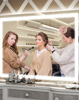 FENNIO Large Vanity Mirror with Lights，38" x 28" LED Makeup Mirror，Hollywood Mirror with 3 Color Modes & Adjustable Brightness，Vanity Mirror Square White