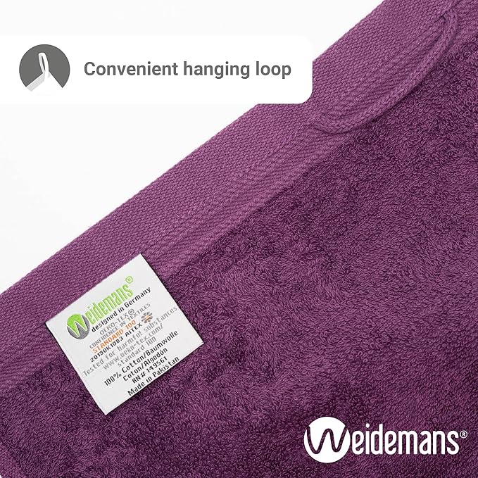 100% Cotton Washcloths Set 13” x 13” | Plum Towels | Set of 6 Ultra Soft and Highly Absorbent Washcloths Sets for Bathroom, Gym, Spa | Machine Washable Face Towel