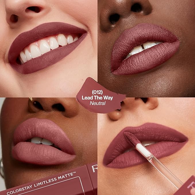 Revlon ColorStay Limitless Matte Liquid Lipstick, Vegan Formula, No-Budge, Longwear Lip Color, Long Lasting, Lightweight/Comfortable, Waterproof, 012 Lead The Way, 0.17 fl oz