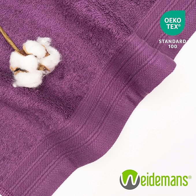 100% Cotton Washcloths Set 13” x 13” | Plum Towels | Set of 12 Ultra Soft and Highly Absorbent Washcloths Sets for Bathroom, Gym, Hotel, Spa | Machine Washable Face Towel