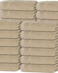 Tens Towels Pack of 24 Washcloths, 12 x 12 Inches, Lighter Weight, Quick to Dry, Super Soft & Absorbent, Gentle Face Towels, Hotel Quality, Perfect for Bathroom, Gym, Spa (Beige, 24 Pack)