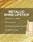 Oulac Glitter Gold Lipstick for Women with Metallic 3D Shine Lightweight Hydrating Formula, High Impact Lip Color, Vegan Beauty, Full Coverage Lip Makeup, Christmas Gifts for Women, Celebration(18)