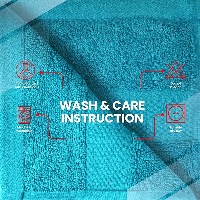 Infinitee Xclusives Luxury Wash Cloths for Showering [13x13] – 100% Cotton Washcloths [Pack of 12], Soft and Absorbent Face Towels for Bathroom Wash Clothes, Gym, and Spa (Serene Teal)