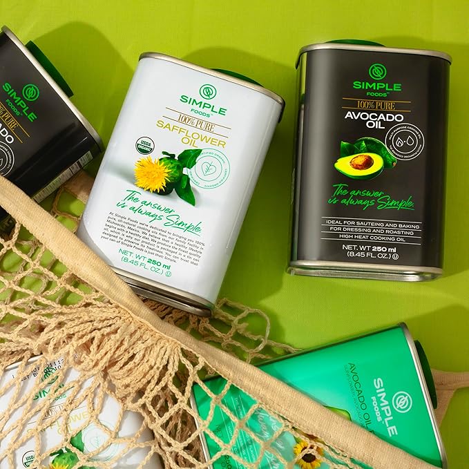 Simple Foods Avocado Blend Oil - High Oleic Content, Low Saturated Fat, High Smoke Point 8.45 oz