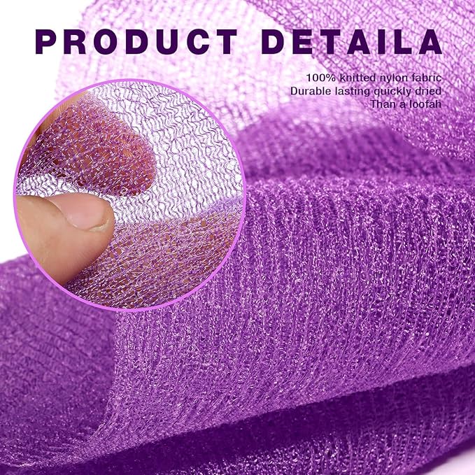 3 Pieces Exfoliating Washcloth Shower Towel African Net Sponge Japanese Wash Cloth Face Exfoliating Sponge Loofah Exfoliating Body Scrubber for Body Exfoliation
