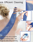 African Net Sponge, 2 Pieces Exfoliating Premium Nylon Bathing/Wash Net for Daily Back Body Scrub Scrubber Shower Net (Black, Blue) …
