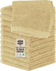 Utopia Towels 12 Pack Cotton Washcloths Set, 100% Ring Spun Cotton, Premium Flannel Face Cloths, Highly Absorbent and Soft Feel Fingertip Towels, Beige