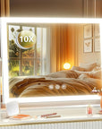 Lighted Makeup Mirror, 17.3"x13" Hollywood Vanity Mirror with Led Lights, Three Color Lighting Modes, and 10X Magnification Mirror, Smart Touch Control, 360°Rotation (White, Gift Box)